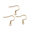 304 Stainless Steel Earring Hooks, Ear Wire, with Horizontal Loop, Real 18K Gold Plated, 17~18x18~20x2mm, Hole: 2mm, 21 Gauge, Pin: 0.7mm