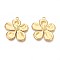 304 Stainless Steel Flower Pendants, Ion Plating(IP), Real 18K Gold Plated, 32x29.5x2mm, Hole: 2mm