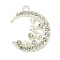 Alloy Micro Pave Clear Cubic Zirconia Pendants, Moon with Star, Silver, 22.5x18x2.5mm, Hole: 2mm