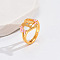 Heart & Flower Brass Pearl Pink Enamel Adjustable Finger Rings, Cadmium Free & Nickel Free & Lead Free, Golden, Letter H, 14mm, Inner Diameter: 17mm