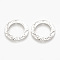 Brass Hammered Links connectors, Ring, Nickel Free, Real Platinum Plated, 21x1mm, Hole: 1mm