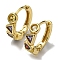 Rack Plating Brass Triangle Hoop Earrings with Cubic Zirconia, Lead Free & Cadmium Free, Real 18K Gold Plated, 14x14x4mm