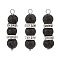 Natural Lava Rock Pendants, with Platinum Tone Brass Crystal Rhinestone Spacer Beads, Column Charms, 33x8x8mm, Hole: 2.3mm