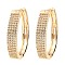 Brass Cubic Zirconia Hoop Earrings, Light Gold, 26x5mm