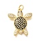 Brass Micro Pave Cubic Zirconia Pendants, Cadmium Free & Lead Free, Sea Turtle Charms, with Jump Ring, Real 18K Gold Plated, 21.5x18.5x4mm, Hole: 3mm