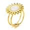 304 Stainless Steel Enamel Open Cuff Rings for Women, Sun, Real 18K Gold Plated, Inner Diameter: Adjustable