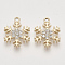 Alloy Pendants, with Crystal Rhinestones, Snowflake, Light Gold, 22x17x3mm, Hole: 2mm