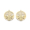 Ion Plating(IP) 201 Stainless Steel Pendant,  Hollow Charms, Flat Round with Bee, Real 18K Gold Plated, 27x25x1.5mm, Hole: 1.4mm
