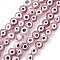 Handmade Evil Eye Lampwork Flat Round Bead Strands, Indigo, 8x3.2mm, Hole: 1mm, about 48pcs/strand, 13.98''(35.5cm)