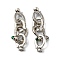 Rack Plating Brass Micro Pave Cubic Zirconia Fold Over Clasps, Cadmium Free & Lead Free, Long-Lasting Plated, Platinum, Clasps: 13x4.5mm, Oval: 11x9x2mm, Shackle Clasps: 14.5x11x4mm, Hole: 3mm