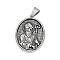 304 Stainless Steel Pendants, Oval with Saint Patrick Charm, Antique Silver, 36x26x5.5mm, Hole: 8x4mm