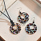 Leopard Print Pattern Round Acrylic Pendant Necklaces and Dangle Earrings Sets, Colorful, 720mm