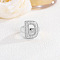 Brass Micro Pave Clear Cubic Zirconia Cuff Rings, Platinum, Letter D, Inner Diameter: Adjustable