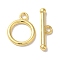 Rack Plating Brass Toggle Clasps, Long-lasting Plated, Lead Free & Cadmium Free, Real 18K Gold Plated, Ring: 18x14x2mm, Hole: 2.5mm, Bar: 22x6.5x3.5mm, Hole: 2mm