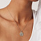 Bohemian Style Brass Sun Moon Disc Pendant Necklaces for Women, Platinum, 17.72 inch(45cm)