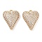Brass Micro Pave Clear Cubic Zirconia Pendants, Cadmium Free & Nickel Free & Lead Free, Heart, Real 18K Gold Plated, 15.5x12x4mm, Hole: 1.6mm