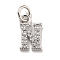Initial Letter Brass with Cubic Zirconia Charms, Platinum, Long-Lasting Plated, Lead Free & Cadmium Free, Letter N, 11x6.5x1.5mm, ring: 5x1mm, inner diameter: 3mm