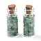 Glass Wishing Bottle Display Decorations, with Natural Green Aventurine Chips Inside and Cork Stopper, 37.5x16mm