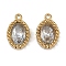 Ion Plating(IP) 304 Stainless Steel Micro Pave Cubic Zirconia Charms, Real 18K Gold Plated, Oval Charm, Clear, 10.5x6.5x3mm, Hole: 0.8mm