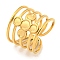 Ion Plating(IP) 304 Stainless Steel Cross Wide Open Cuff Ring Components, Pad Ring Setting, Real 18K Gold Plated, Tray: 3~4mm, Adjustable