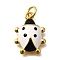 Brass Pendants, Cadmium Free & Nickel Free & Lead Free, with Enamel, Ladybird Charms, Real 18K Gold Plated, White, 21x15.5x5.5mm, Hole: 3.5mm