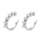 Brass Cuff Earrings for Women, with Plastic Imitation Pearl Beads, Long-Lasting Plated, Cadmium Free & Lead Free, Platinum, 18x18.5x3.5mm