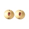 304 Stainless Steel Pendants, with Rhinestone, Flat Round Charms, Real 14K Gold Plated, Light Rose, 20x3.8mm, Hole: 1.4mm