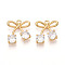 Brass Micro Pave Cubic Zirconia Pendants, Bowknot Charms, Real 18K Gold Plated, 18x16.5x4mm, Hole: 1.5mm