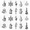 50Pcs 10 Style Tibetan Style Alloy Pendants, Mixed Shapes, for Christmas, Antique Silver, 15~30x8~16x1~5mm, Hole: 1.5~3mm, 5pcs/style