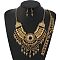 Alloy with Synthetic Turquoise Teardrop Tassel Pendant Necklaces & Dangle Earrings & Charm Bracelets Sets, Black, 400mm