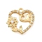Brass Micro Pave Cubic Zirconia Pendants, Cadmium Free & Nickel Free & Lead Free, Heart & Elephant & Flower, Real 18K Gold Plated, 14x15x3mm, Hole: 1.2mm