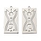 Non-Tarnish 201 Stainless Steel Pendants, Laser Cut, Rectangle with Moon & Star Charm, Stainless Steel Color, 39x20x1mm, Hole: 2mm