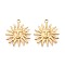 304 Stainless Steel Pendants, Sun with Human Face Charm, Ion Plating(IP), Real 18K Gold Plated, 31x27x3mm, Hole: 2mm