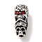 Rack Plating Tibetan Style Alloy 3 Hole Guru Beads, T-Drilled Beads, with Rhinestone, Skull, Antique Silver, 21x9x10mm, Hole: 2mm  and 2.5mm