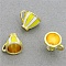 Alloy Enamel Pendants, Light Gold, Cup Charm, Yellow, 13x16.8x13mm