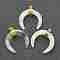 Natural Quartz Crystal Pendants, Rock Crystal Pendants, with Golden Brass Findings, Double Horn/Crescent Moon, 31~33x30x10mm, Hole: 6x4mm