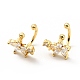 Серьги-каффы с цветком из прозрачного кубического циркония EJEW-G295-10G-1