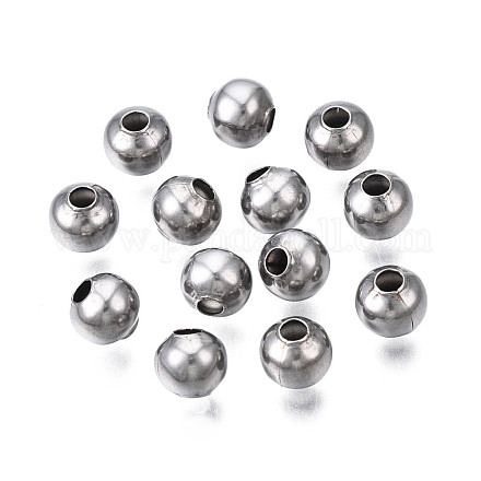 Круглые бусины из нержавеющей стали марки 304 STAS-TAC0004-6mm-P-1