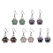 Natural Mixed Gemstone Dangle Earrings, 304 Stainless Steel Macrame Pouch Drop Earrings, Stainless Steel Color, 35x15mm