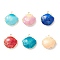 Rack Plating Brass Enamel Locket Pendants, Long-Lasting Plated, Real 18K Gold Plated, Cadmium Free & Nickel Free & Lead Free, Shell, Mixed Color, 23.5x22x9mm, Hole: 1.6mm