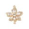 Brass Micro Pave Cubic Zirconia Connector Charms, Cadmium Free & Nickel Free & Lead Free, with Glass, Leaf Links, Real 18K Gold Plated, Clear, 22x18x3mm, Hole: 1mm