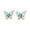 Rack Plating Alloy Enamel Pendants, Cadmium Free & Nickel Free & Lead Free, Light Gold, Butterfly Charm, Pale Turquoise, 23.5x21x3mm, Hole: 1.2mm