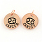 Alloy Pendants, with Rhinestone, Flat Round, with Constellation/Zodiac Sign, Rose Gold, Cancer, 22x2.5mm, Hole: 5.5mm