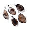 Natural Agate Big Pendants, with Platinum Plated Brass Bails, Nuggets, 38~53x23~32x5.2~6.5mm, Hole: 6x4mm
