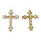 Brass Micro Pave Cubic Zirconia Pendants, Nickel Free, Real 18K Gold Plated, Cross, Clear, 34x23x6mm, Hole: 1.8mm