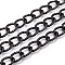 Aluminium Curb Chains, Textured, Unwelded, with Spool, Gunmetal, 18x13x3mm, about 32.81 Feet(10m)/Roll