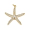 Brass Micro Pave Cubic Zirconia Pendants, Cadmium Free & Lead Free, Starfish, with Jump Ring, Real 18K Gold Plated, 26x25.5x3mm, Hole: 3.2mm
