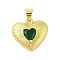 Rack Plating Brass Micro Pave Cubic Zirconia Pendants, Cadmium Free & Lead Free, Long-Lasting Plated, Heart, Real 18K Gold Plated, Green, 18x16x6mm, Hole: 4x3mm