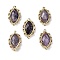 Natural Lepidolite Faceted Horse Eye Links, Rack Plating Brass Micro Pave Orchid Cubic Zirconia Connector Charms, Golden, 24.5x14.5x4.5mm, Hole: 1.2mm