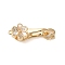 Brass Micro Pave Clear Cubic Zirconia Fold Over Clasps, Cadmium Free & Nickel Free & Lead Free, with White Shell, Flower, Real 18K Gold Plated, 29mm, Hole: 1.2mm